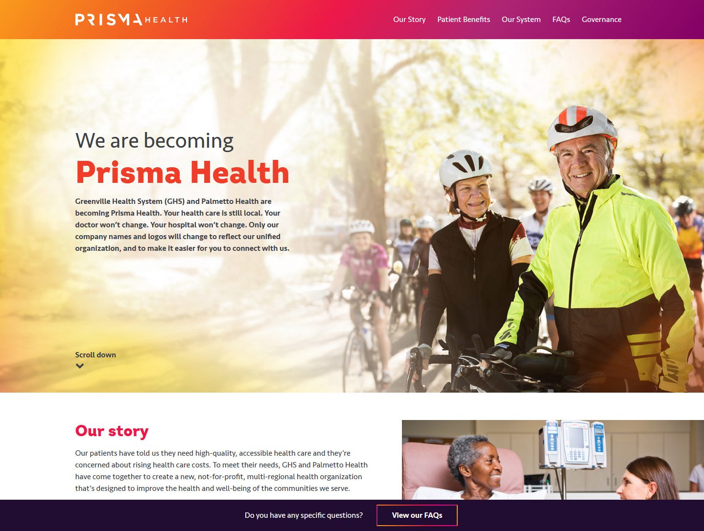 We are becoming Prisma Health desktop view